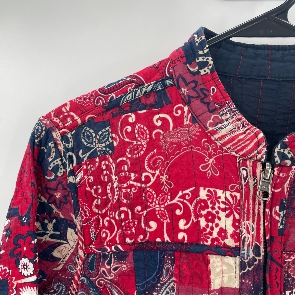 Unique Reversible Red & Blue Patchwork Jacket - image 3